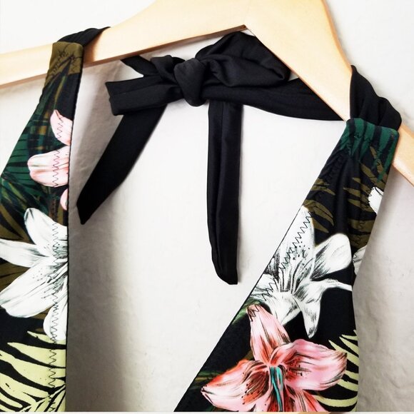 NEW Hurley Women's XL Reversible Bikini 2pc Set Black Tropical Floral Adjustable - Picture 13 of 16